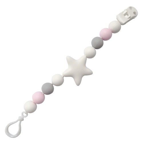 Agafura Teething Pacifier Clip(Star_White)